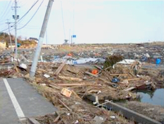 State of damage to farmland caused by the tsunami