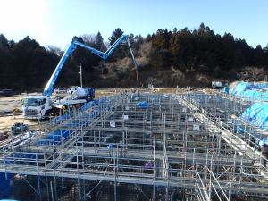 体育施設棟H30.1　C工区基礎コンクリート施工中