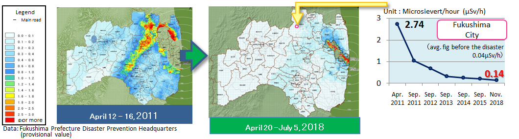 Fukushima radiation dose rates map