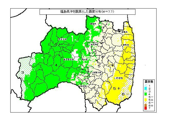 福島県沖地震動予測図