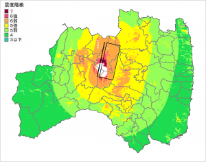 猪苗代町の震度分布