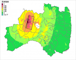 会津坂下町の震度分布
