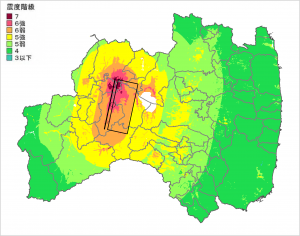 会津美里町の震度分布