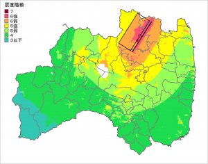 福島市の震度分布