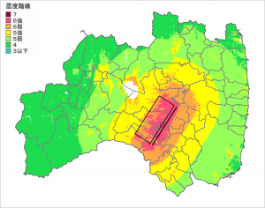 鏡石町の震度分布