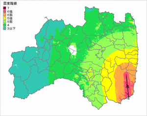 いわき市の震度分布