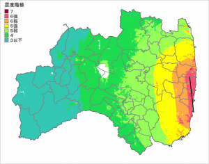 楢葉町の震度分布