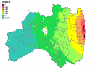 浪江町の震度分布