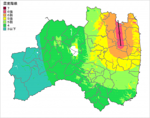 飯舘村の震度分布