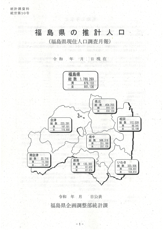 福島県の推計人口(月報)