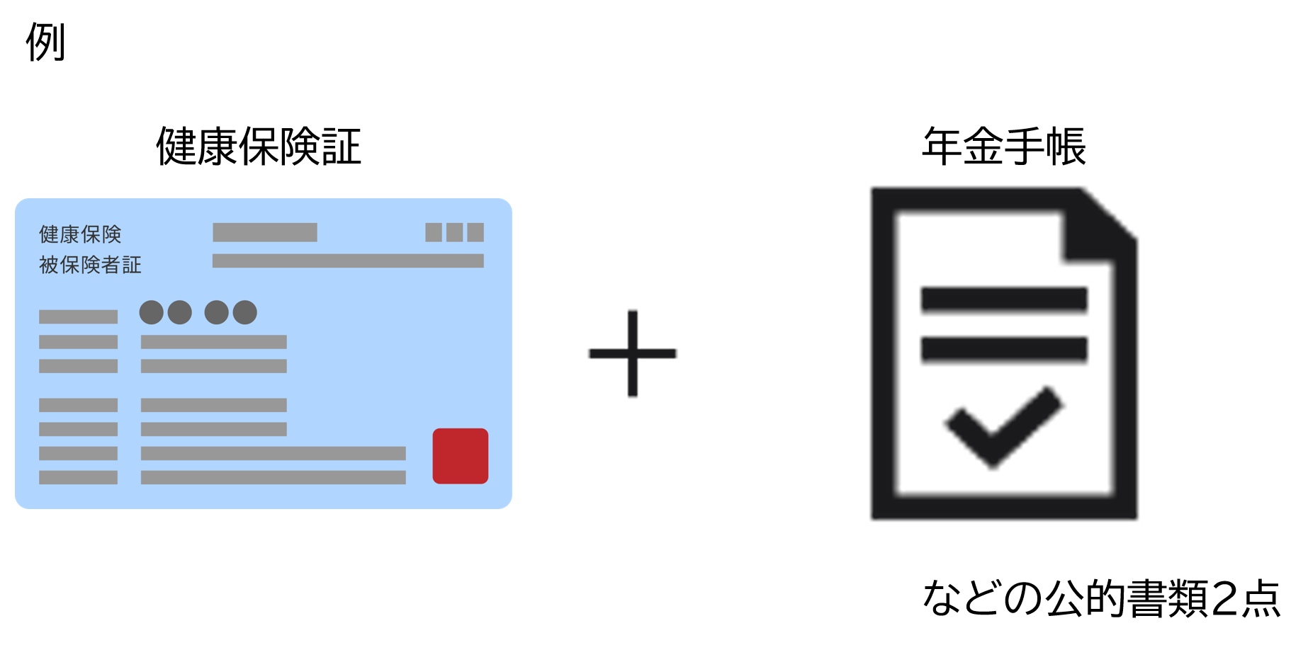 健康保険証・年金手帳などの公的書類2点