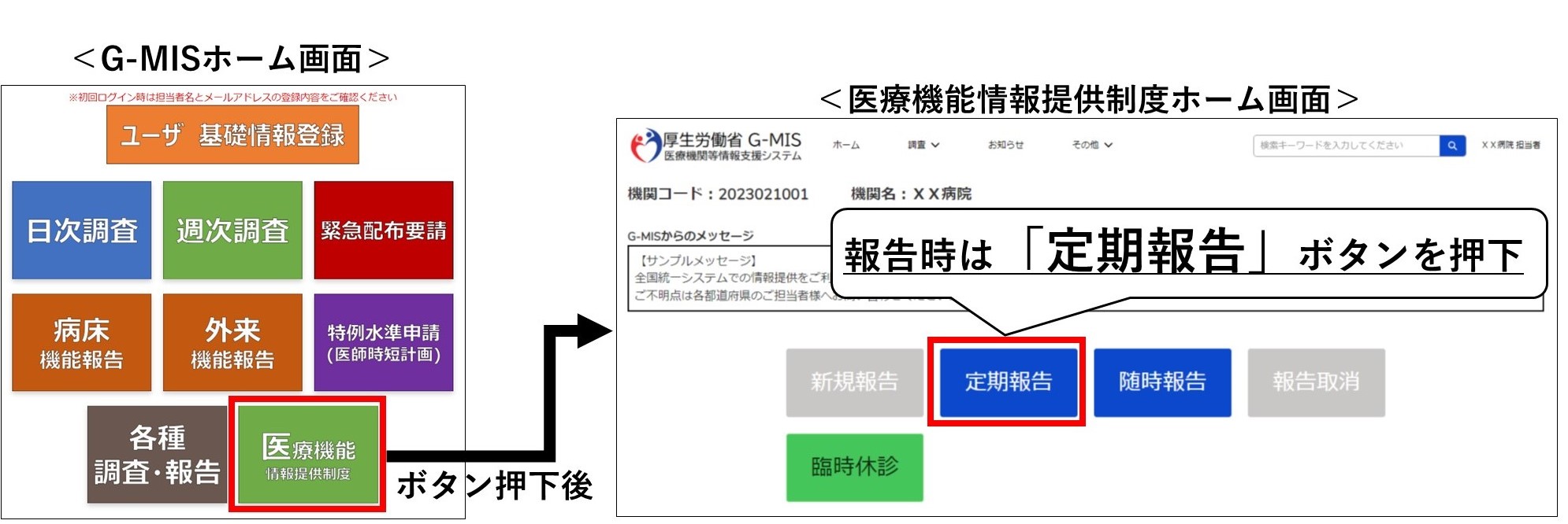 ログイン～報告画面