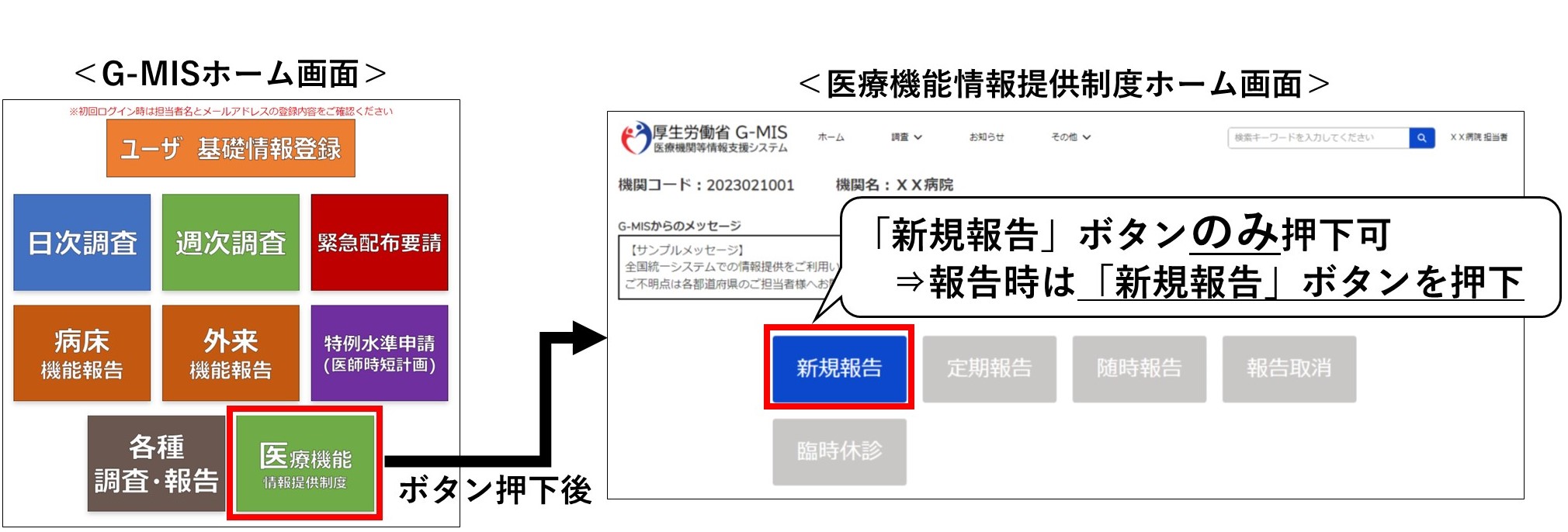 ログイン～報告画面