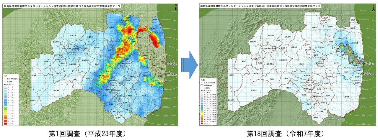 原発事故直後から現在までの空間線量率の変化