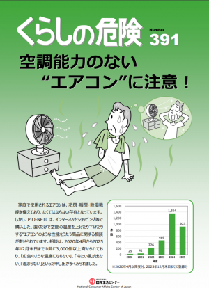 くらしの危険　３９１号　空調能力のないエアコンに注意！