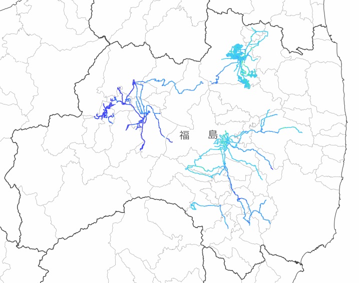 福島県内全域の走行サーベイ結果マップ（平成25年11月17日）